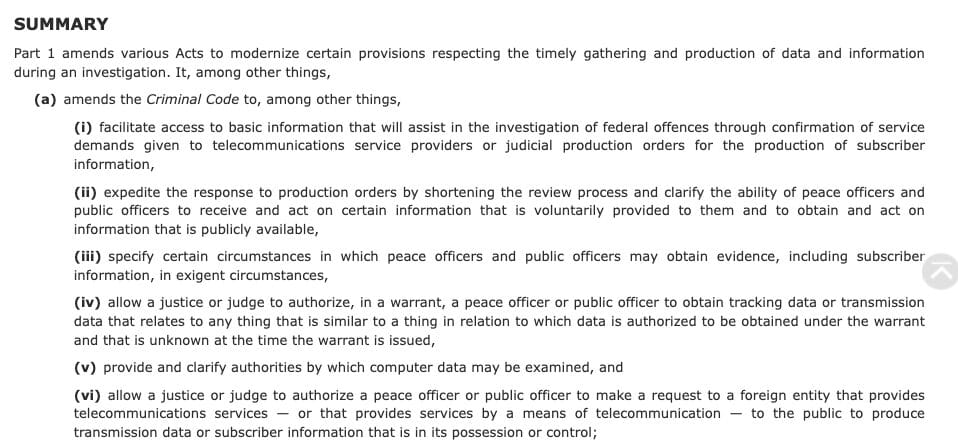 Bill C-22 Summary