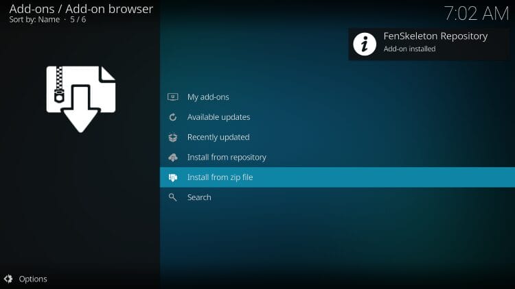 you will see FenSkeleton repo installed message