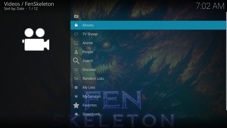 FenSkeleton home screen