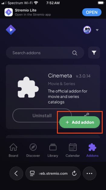 choose add addon
