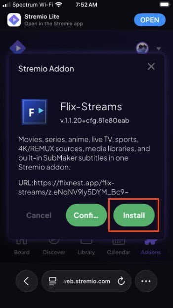 select install flix streams