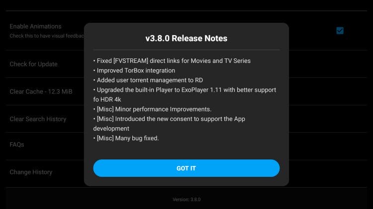 flix vision 3.8.0r update
