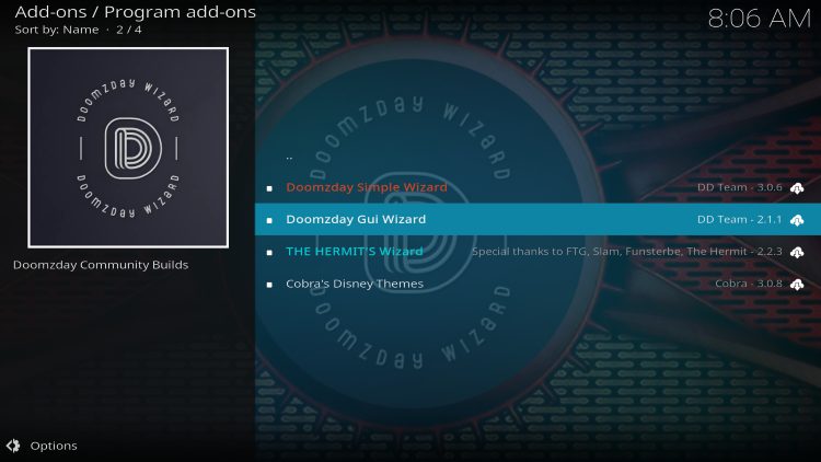 select your wizard to install a kodi build