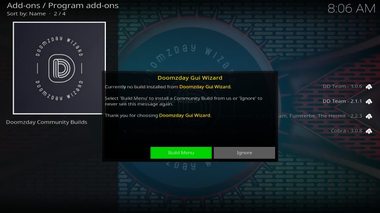 choose build menu