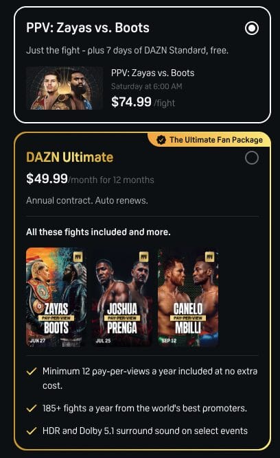 DAZN Pricing