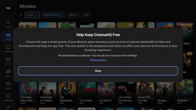 Click Okay for this disclaimer message.