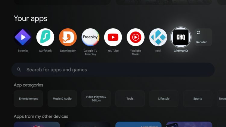 Now launch the Cinema HQ application.