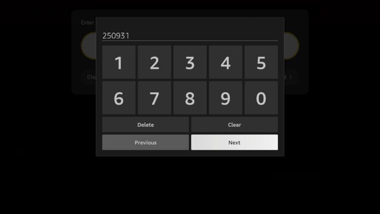 Enter the code 250931 and click Next.