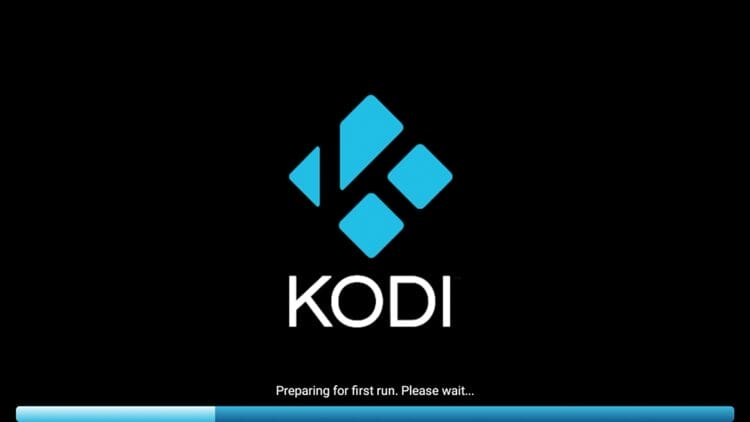 Wait a few seconds as Kodi prepares for its first run.
