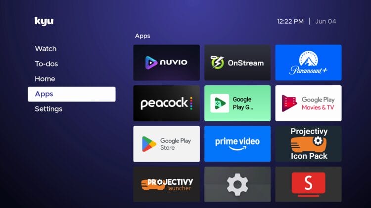 Main Menu items