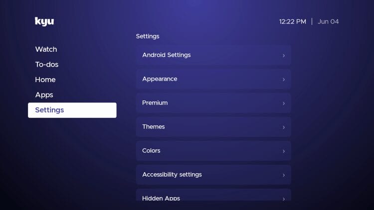 Kyu launcher settings