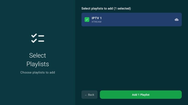 add your playlist to Max IPTV Player