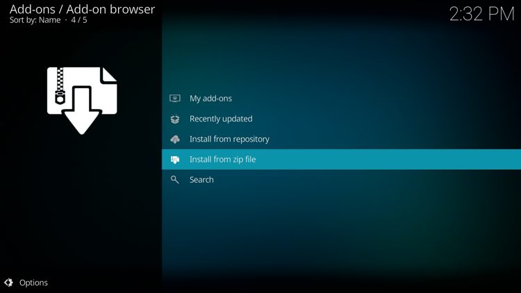 Click Install from zip file