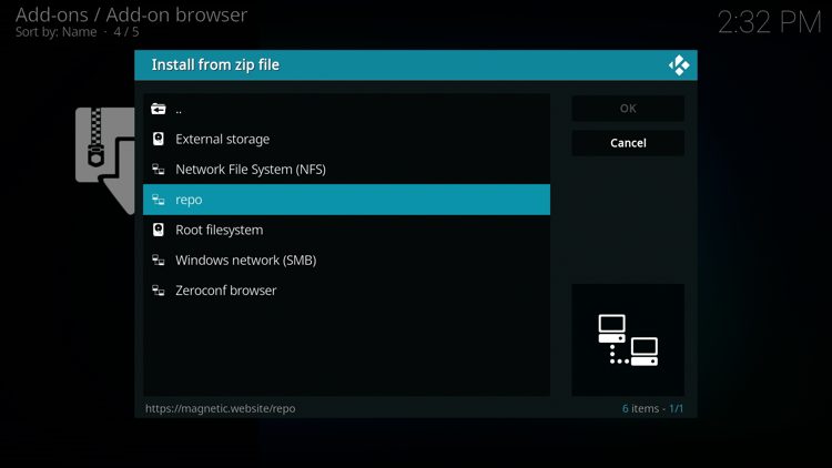 Select "repo" or whatever you named the media source in the previous step