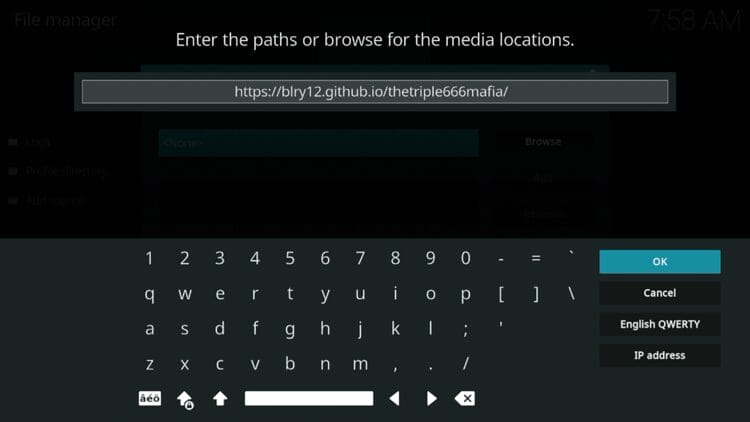 Type the following URL - https://blry12.github.io/thetriple666mafia/ and click OK.