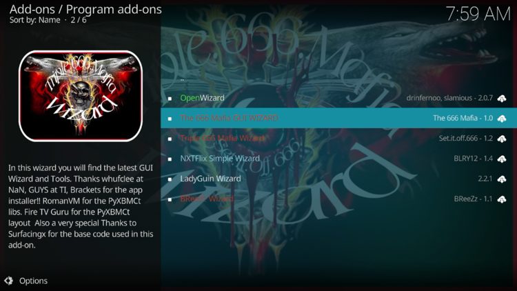 Open The 666 Mafia GUI Wizard.