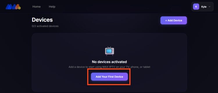 click add device