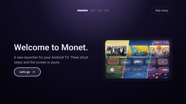 choose let's go for monet launcher setup