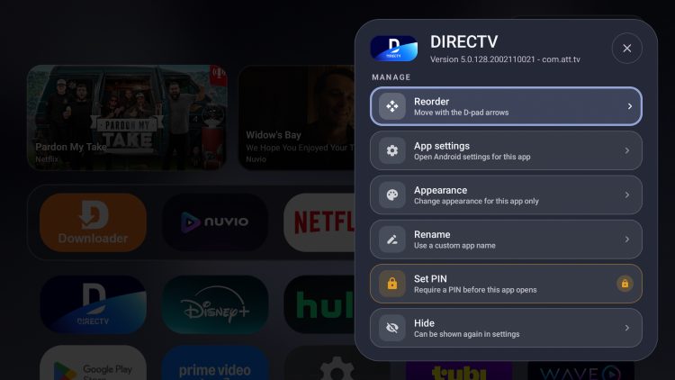 app settings