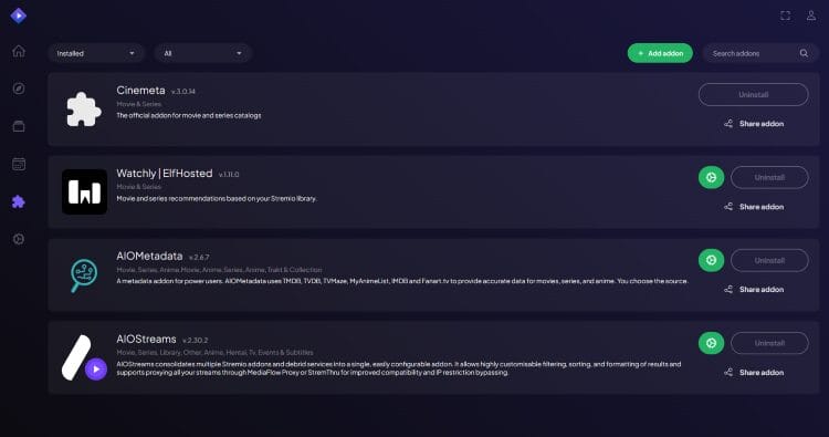 addons have been installed with perfect setup wizard