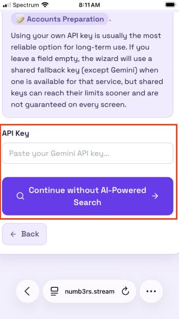 continue without AI-powered search