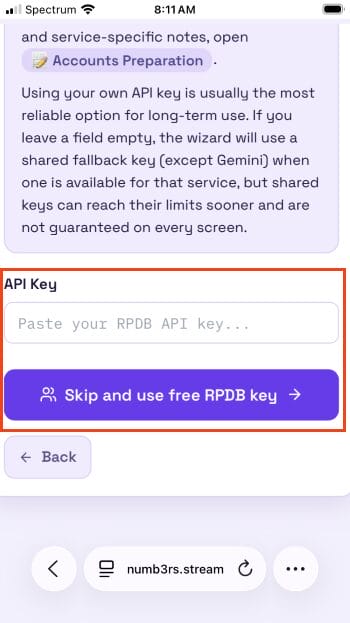 add api key for rpdb or choose skip