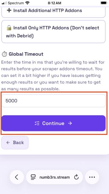input global timeout number