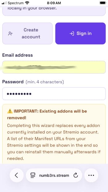 input your login credentials
