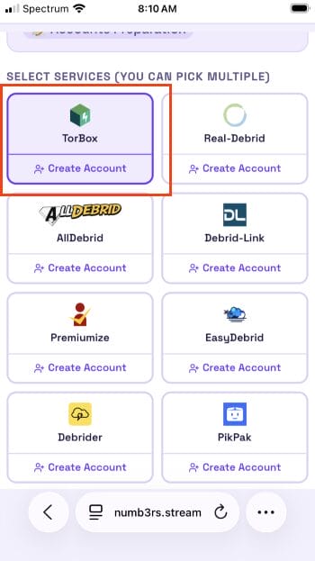 select your debrid service