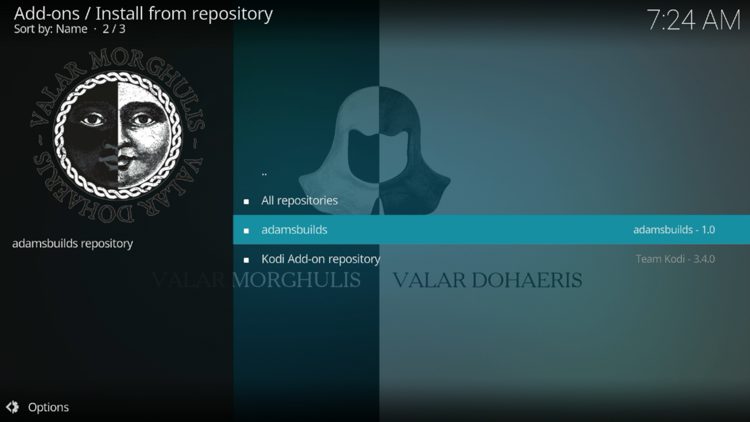 Select the adamsbuilds repository.