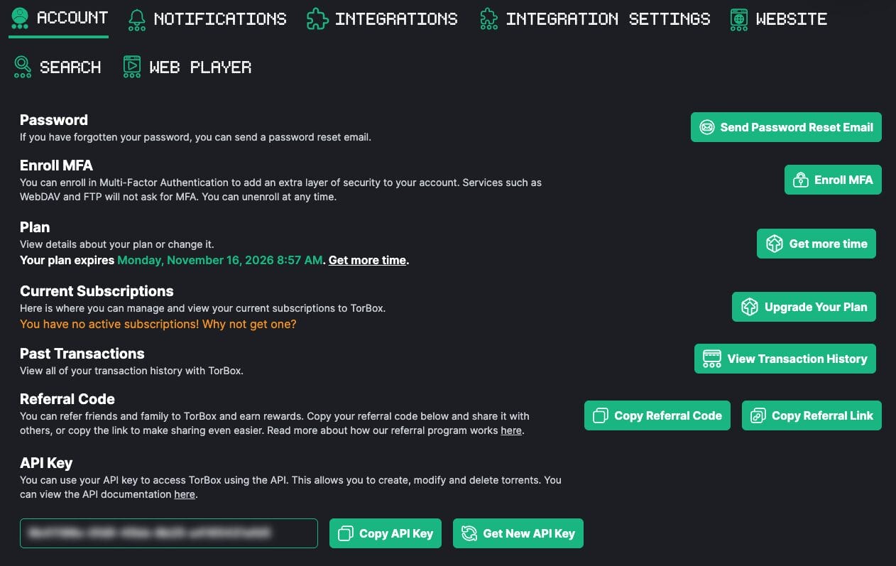 TorBox Account Dashboard