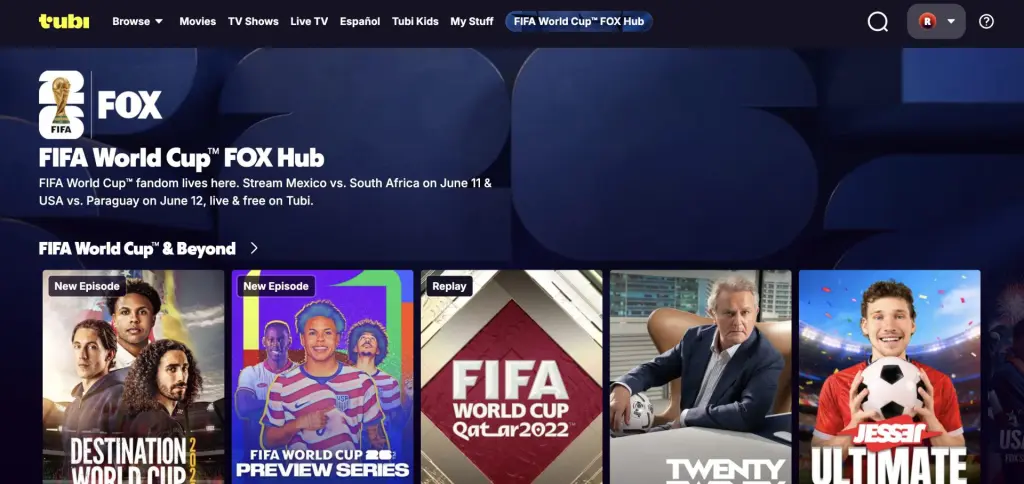 Tubi is a streaming provider for the FIFA World Cup