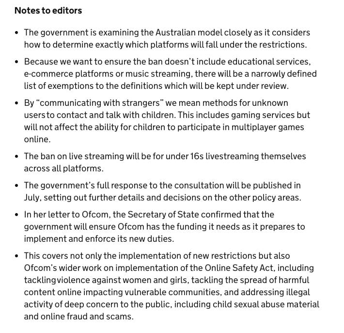 UK Government Notes to Editors