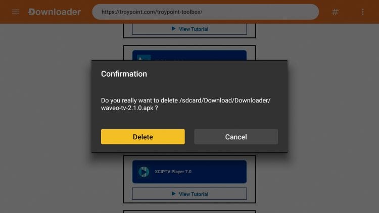 click delete again