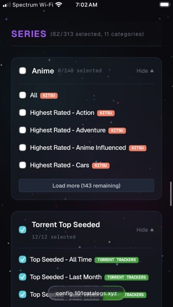 Series Collections Options