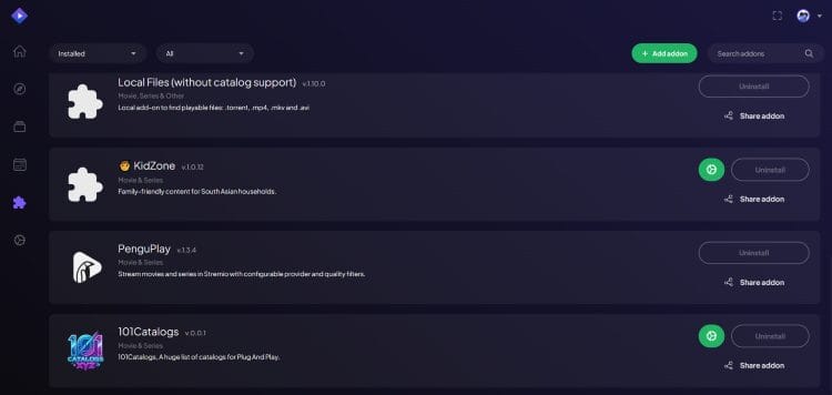 101Catalogs addon installed