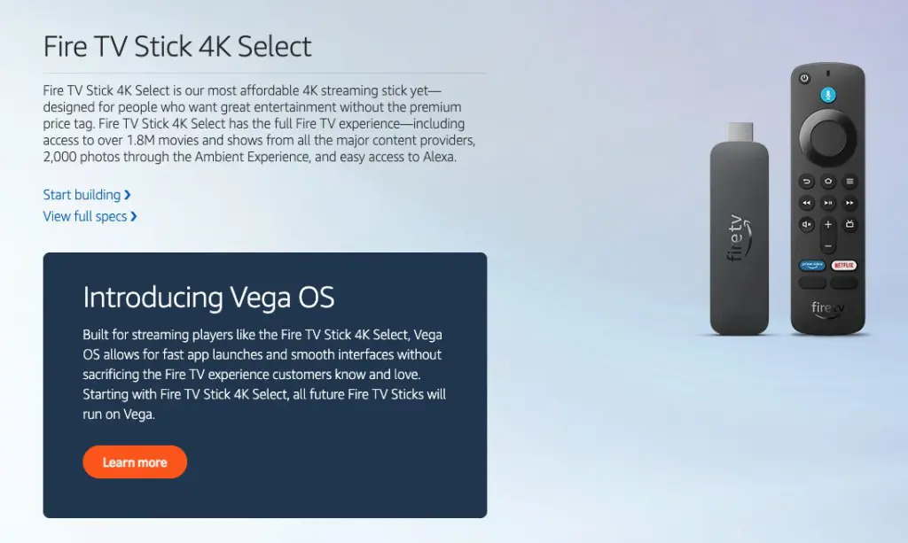 Fire TV Stick 4K Select (Powered by Vega OS)