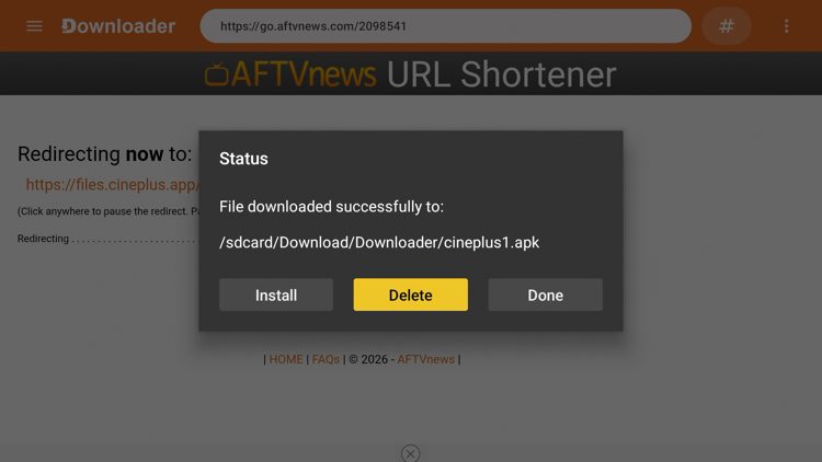 Return to Downloader and click Delete.