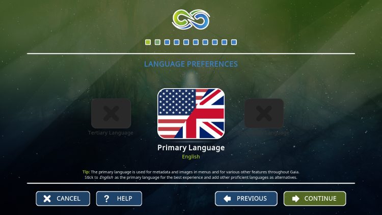 choose your preferred language and click continue