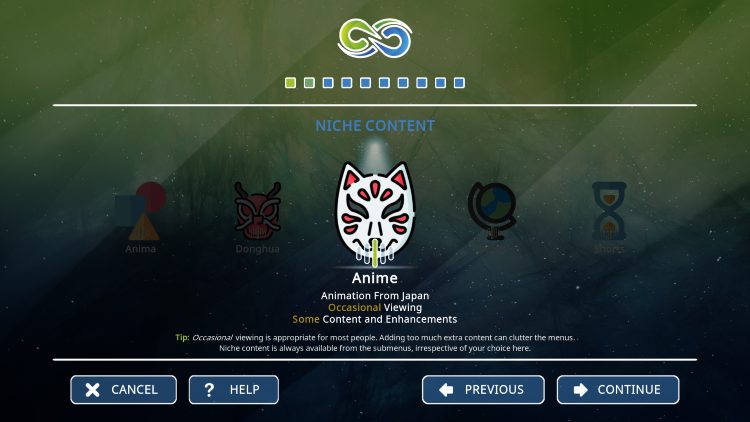 you can now choose various niche content to enable