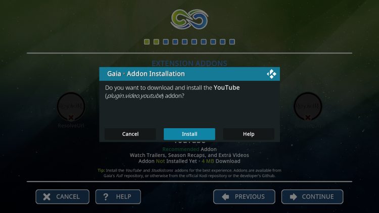 choose install