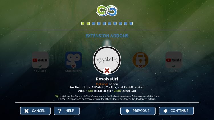 browse through available addons