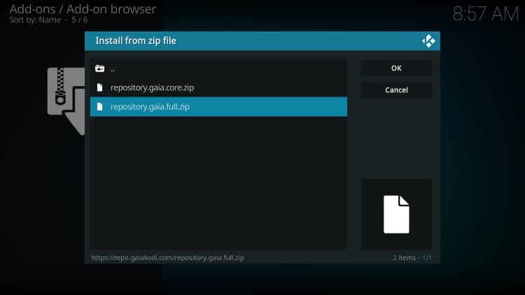 select gaia kodi addon repository