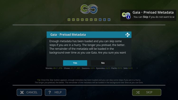 choose yes to skip steps