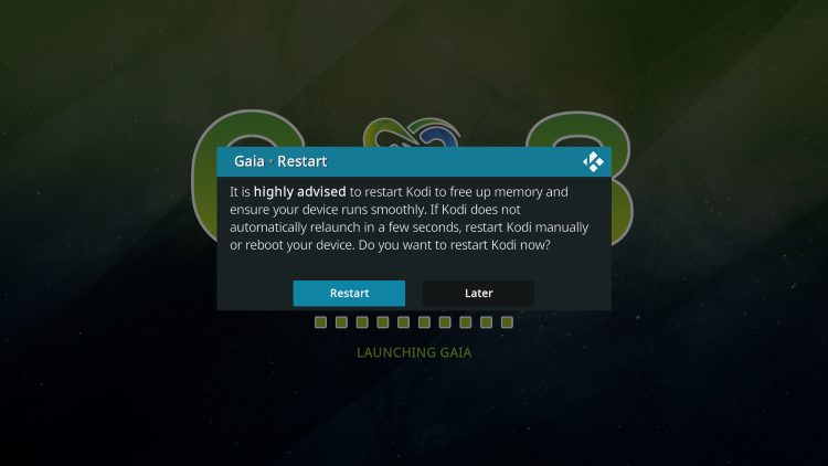 click restart