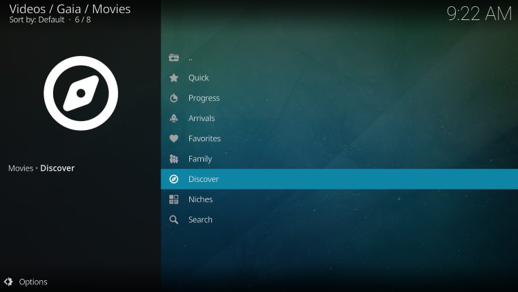 gaia kodi addon categories