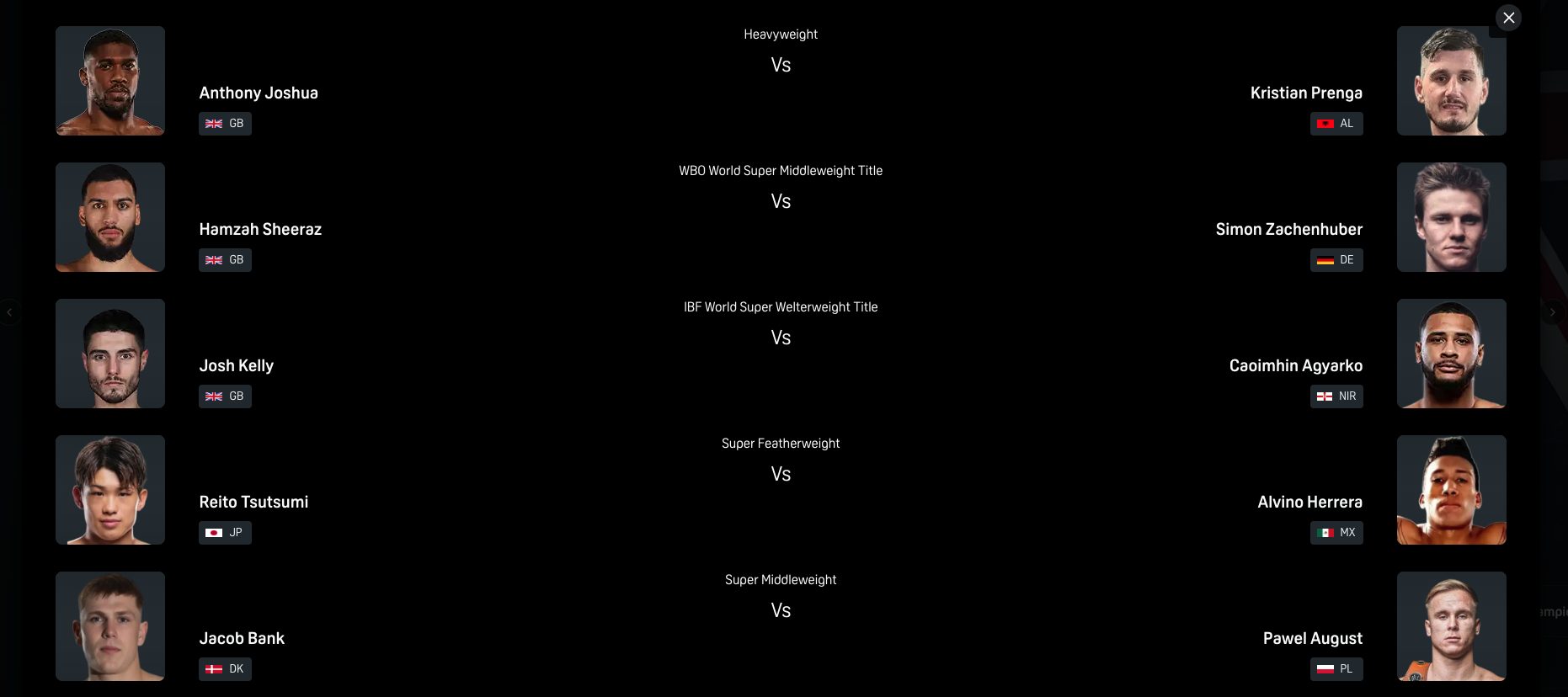 Full Fight Card