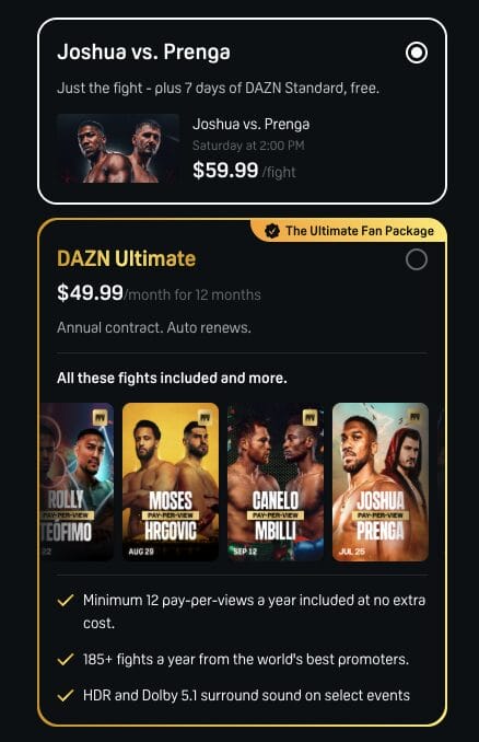 DAZN Pricing