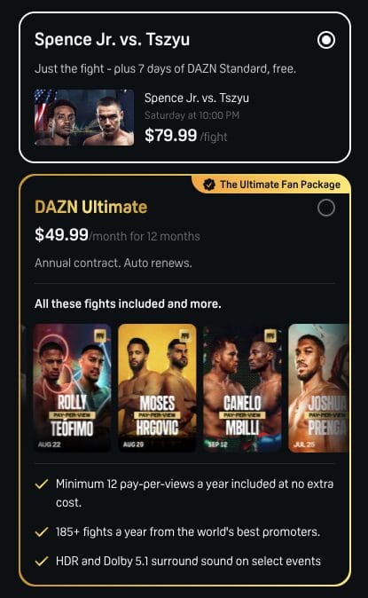 DAZN Pricing