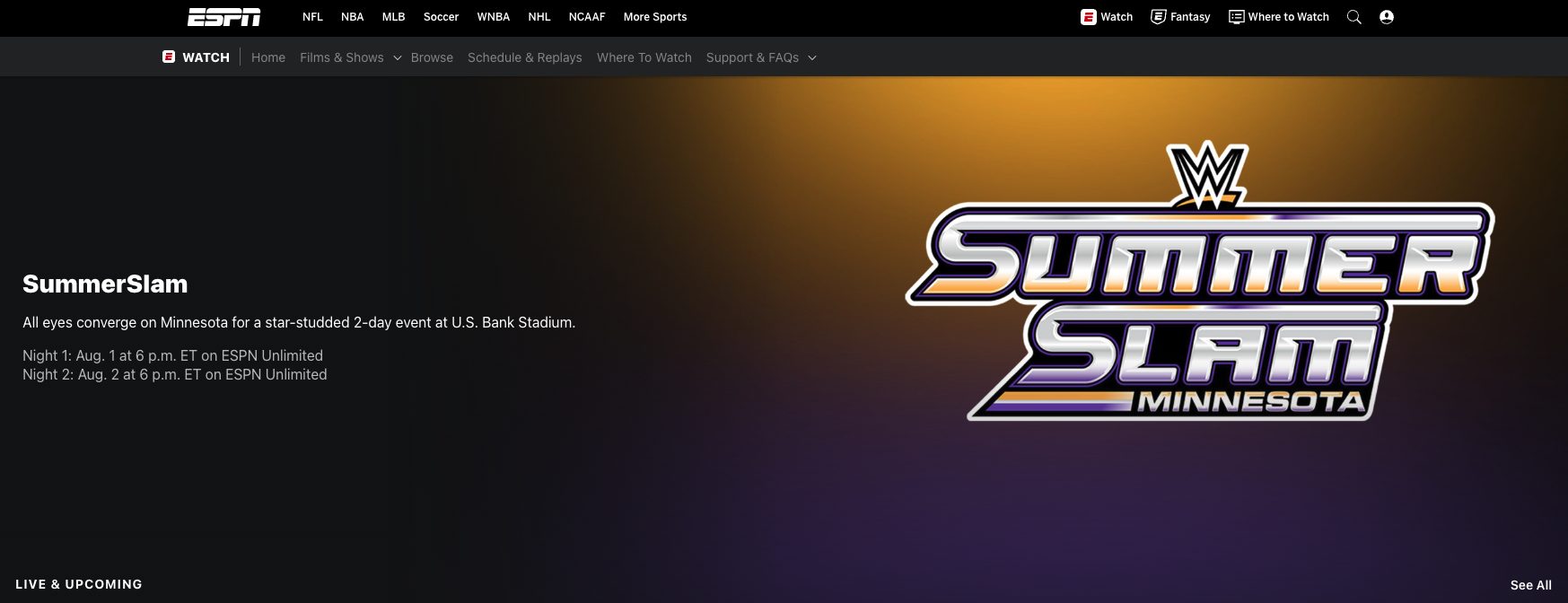 How to Stream WWE Summerslam ESPN